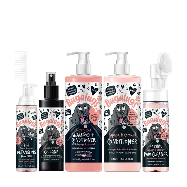 bugalugs-papaya-coconut-grooming-bundle-f-r-hunde-shampoo-cologne-pflege-im-trop image 1