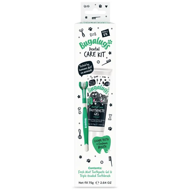 bugalugs-dental-care-kit-zahnpasta-gel-triple-headed-toothbrush-f-r-hunde-katzen image 1