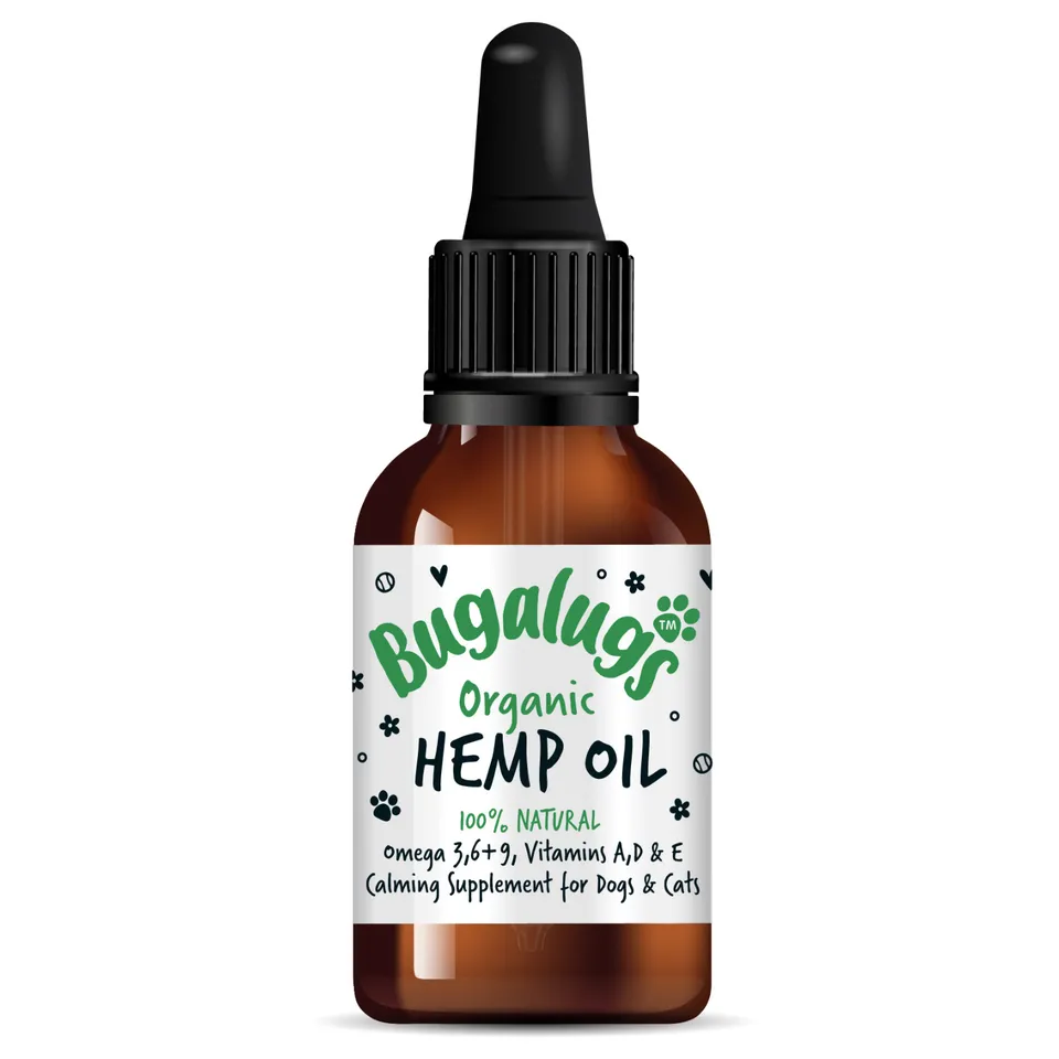 bugalugs-organic-hemp-oil-100-nat-rliches-beruhigungs-l-f-r-hunde-katzen-mit-ome image 1