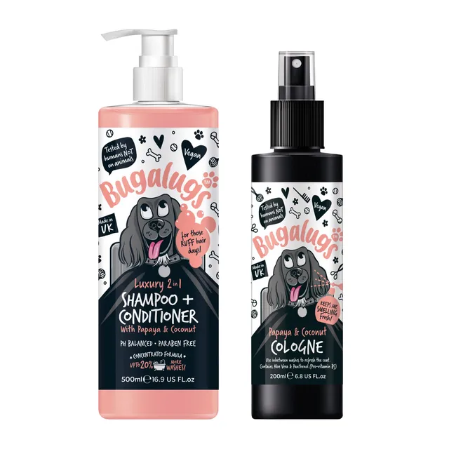 bugalugs-luxury-papaya-coconut-2-in-1-dog-shampoo-cologne-duo-hundeshampoo-mit-c image 1
