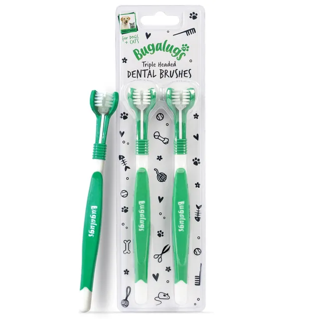 bugalugs-triple-headed-zahnb-rste-3-seitige-zahnpflegeb-rste-f-r-hunde-katzen-2e image 1