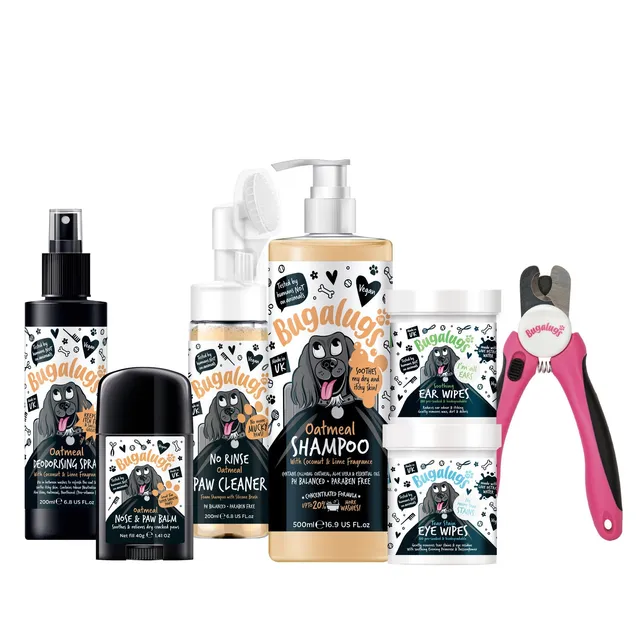 bugalugs-senior-dog-grooming-bundle-pflegeset-f-r-ltere-hunde-mit-haferflocken-s image 1
