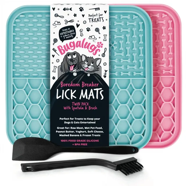 bugalugs-lick-mat-twin-pack-leckmatte-f-r-hunde-katzen-pink-blau image 1