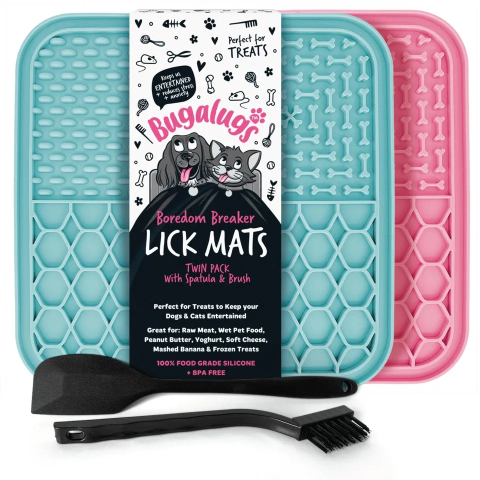 bugalugs-lick-mat-twin-pack-leckmatte-f-r-hunde-katzen-pink-blau image 1
