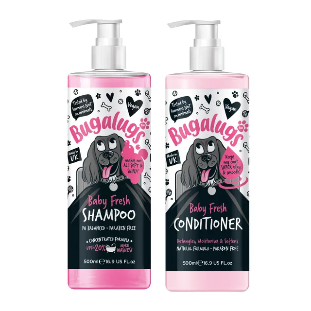 bugalugs-baby-fresh-hundeshampoo-conditioner-duo-2-x-500-ml-glanz-pflegeset-mit- image 1