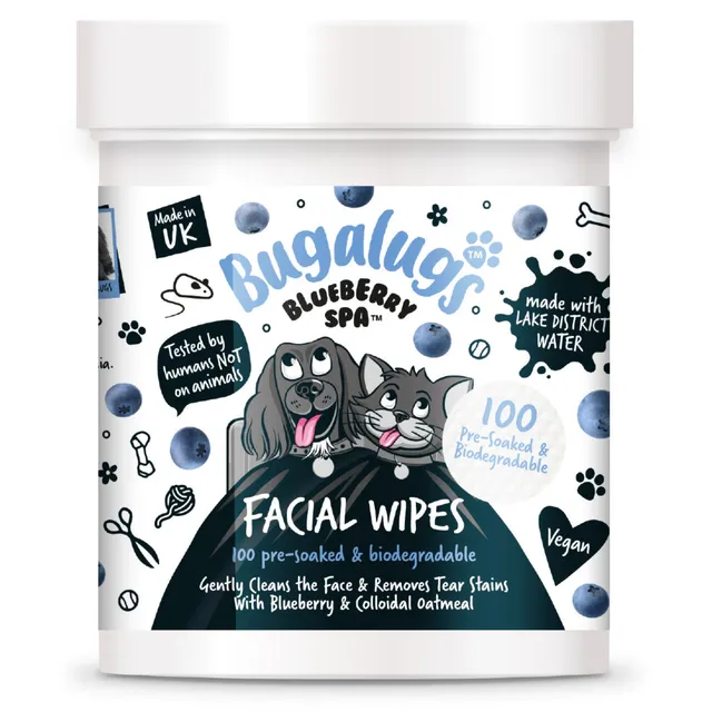 bugalugs-blueberry-spa-facial-wipes-ph-neutrale-gesichtst-cher-f-r-hunde-katzen image 1