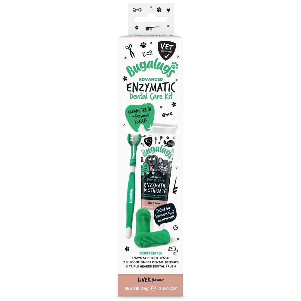 bugalugs-dental-care-kit-f-r-hunde-katzen-enzym-zahnpasta-triple-headed-fingerza image 1