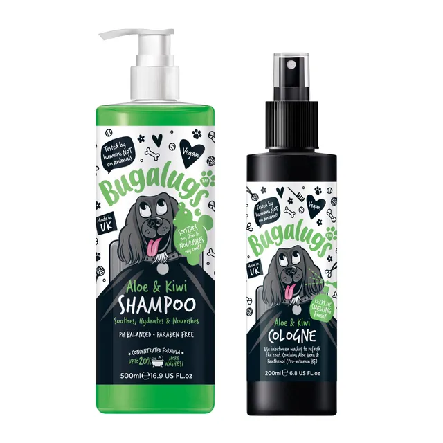 bugalugs-aloe-kiwi-hunde-pflege-set-shampoo-500-ml-cologne-200-ml-f-r-empfindlic image 1