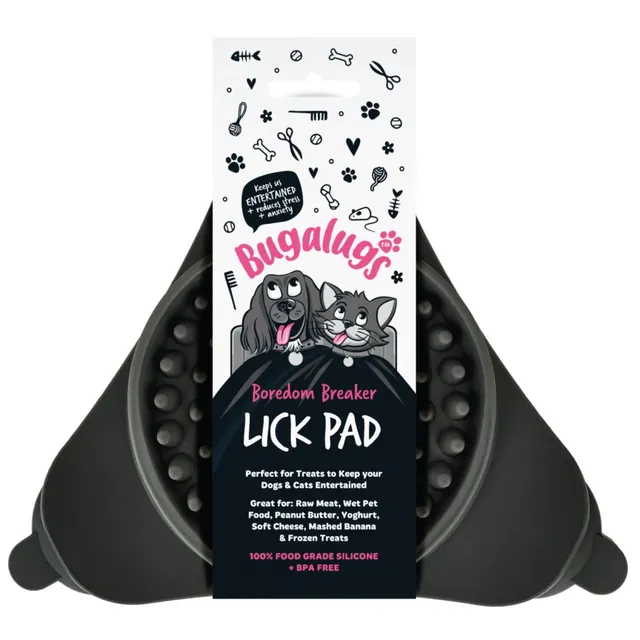 bugalugs-triangle-lick-pad-f-r-hunde-katzen-schwarz-lickimat-mit-saugn-pfen image 1
