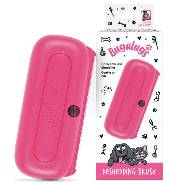 bugalugs-pink-deshedding-brush-unterwollb-rste-f-r-hunde-katzen-pferde-kleintier image 1