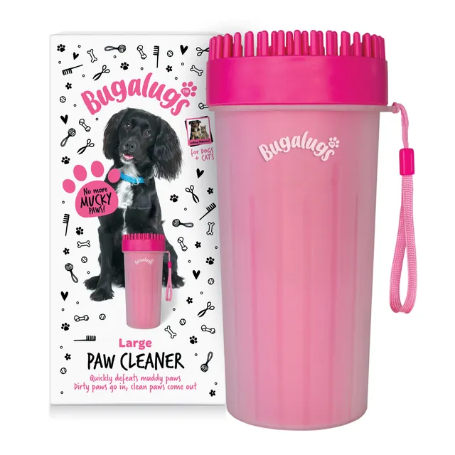 bugalugs-paw-cleaner-cup-f-r-hunde-gro-pink-2-in-1-pfotenreiniger-mit-b-rstenkop image 1