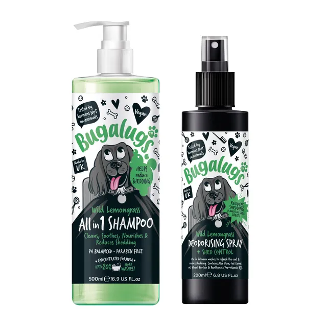bugalugs-wild-lemongrass-shed-control-hundepflege-bundle-shampoo-deo-spray image 1