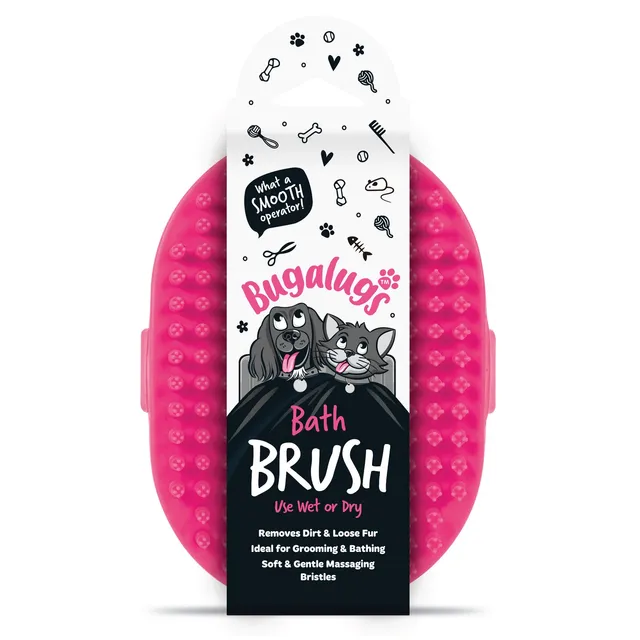 bugalugs-bath-brush-nass-trockenb-rste-f-r-hunde-katzen-pink image 1