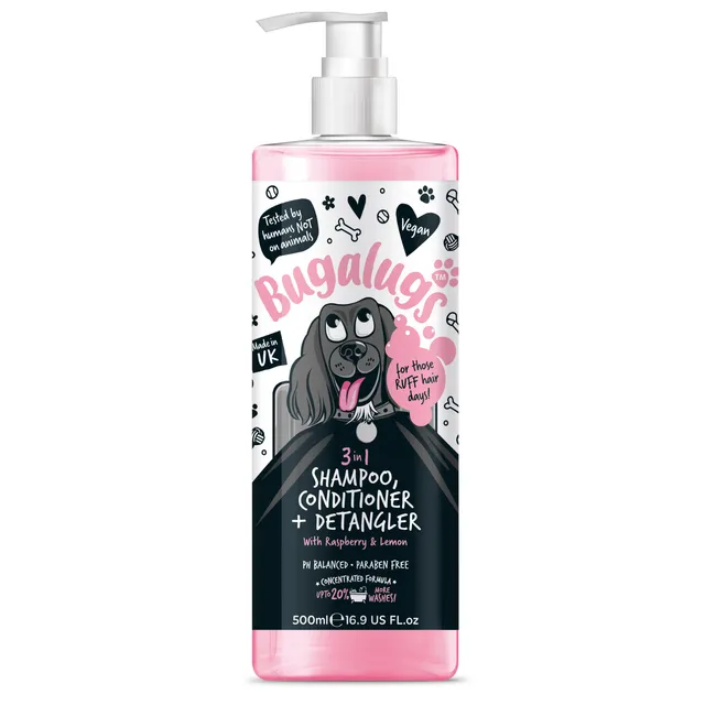 bugalugs-3-in-1-raspberry-lemon-hundeshampoo-conditioner-detangler image 1