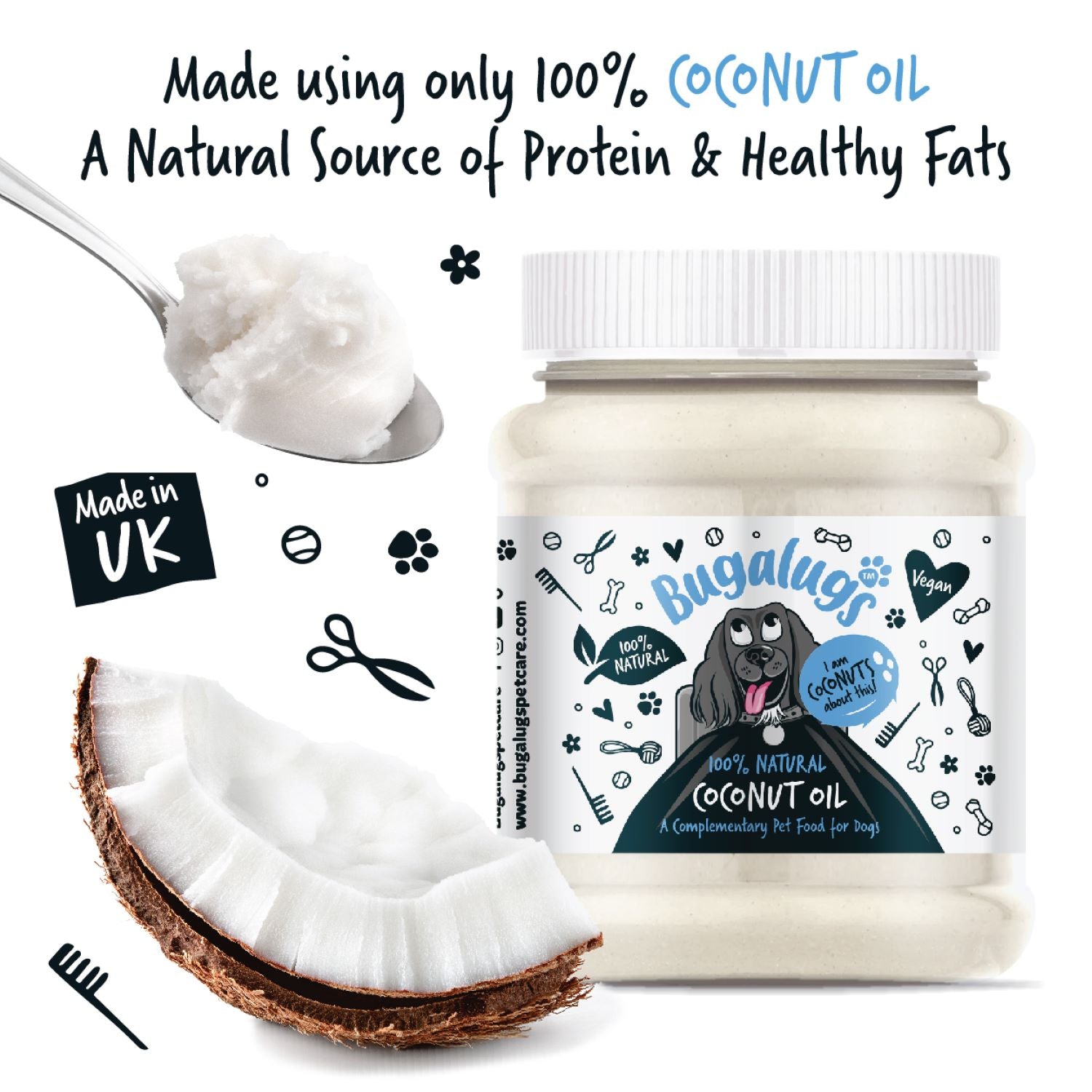 bugalugs-100-natural-coconut-oil-for-dogs-nat-rliches-kokos-l-als-supplement-sna image 2