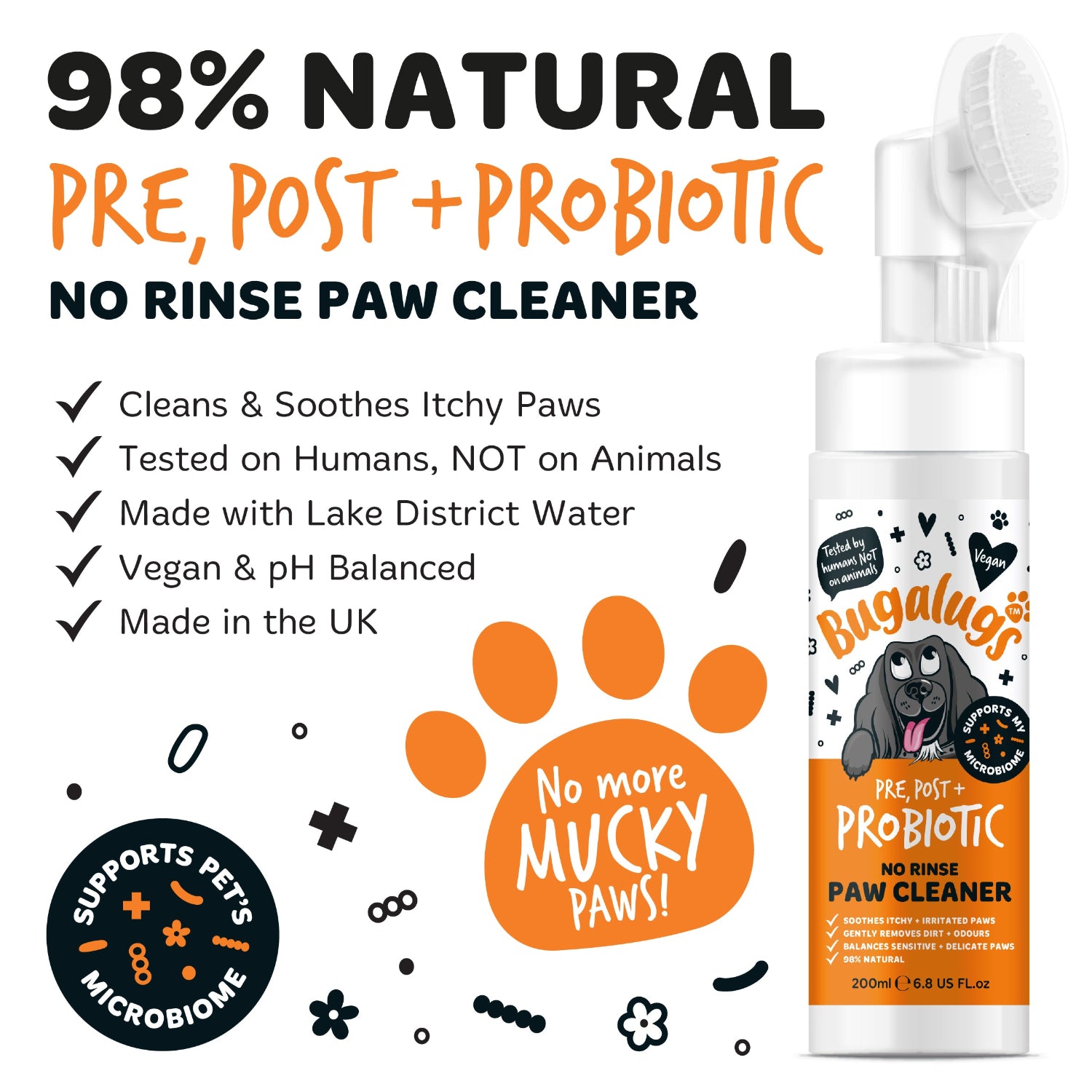 bugalugs-pre-post-probiotic-no-rinse-pfotenreiniger-f-r-hunde-wasserlose-pfotenp image 2