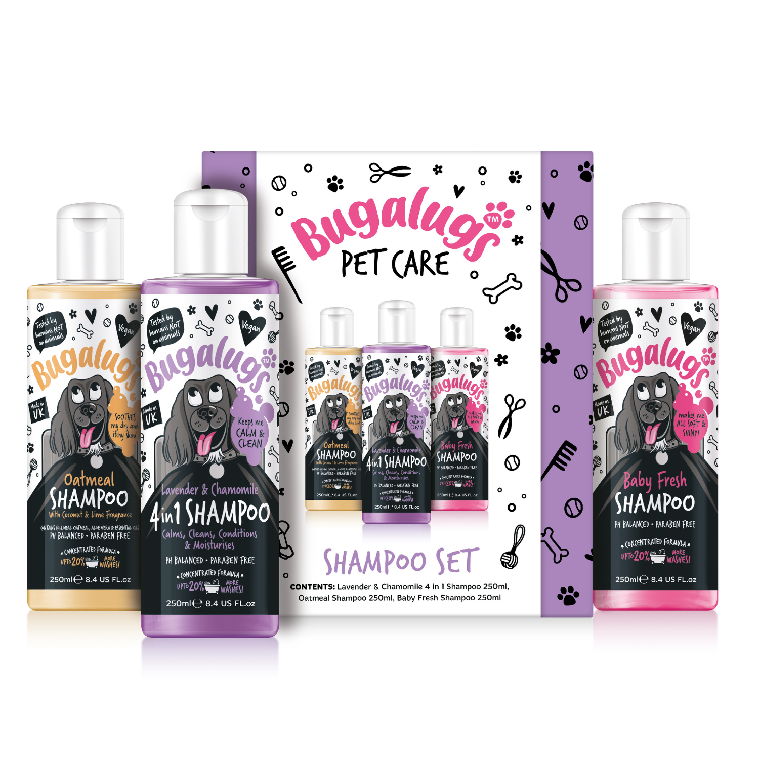 bugalugs-hunde-shampoo-set-3x250-ml-baby-fresh-haferflocken-lavendel-kamille-veg image 2