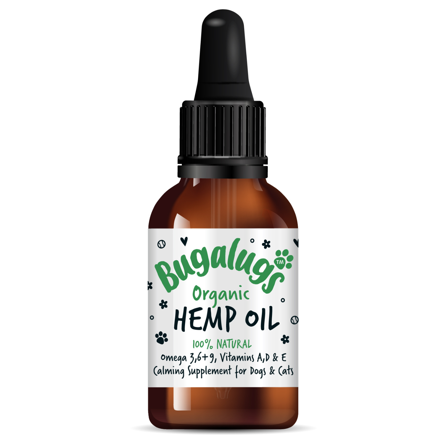 bugalugs-organic-hemp-oil-100-nat-rliches-beruhigungs-l-f-r-hunde-katzen-mit-ome image 1