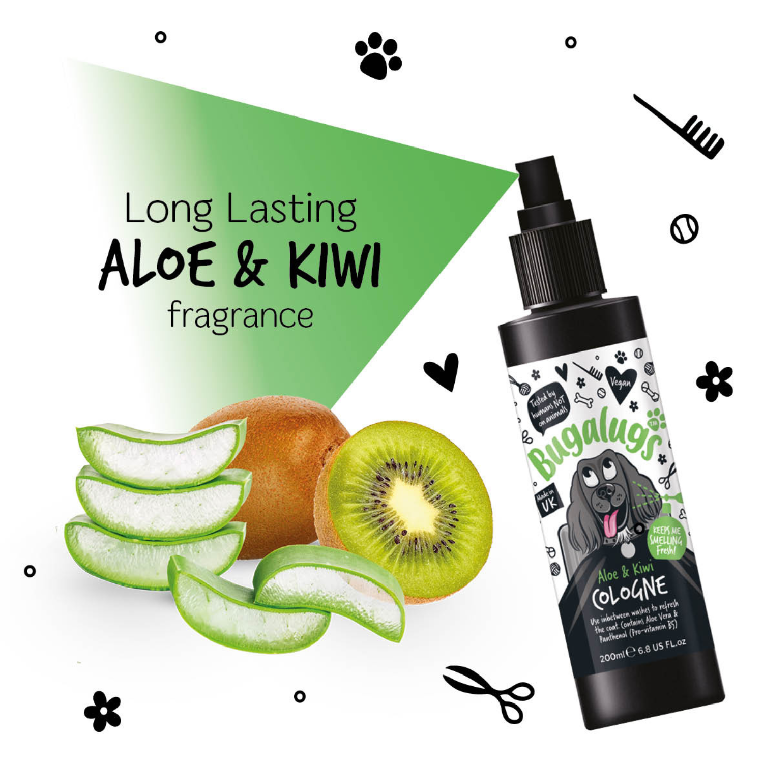 bugalugs-aloe-kiwi-dog-cologne-pflegespray-mit-aloe-vera-panthenol-zur-fellfrisc image 2