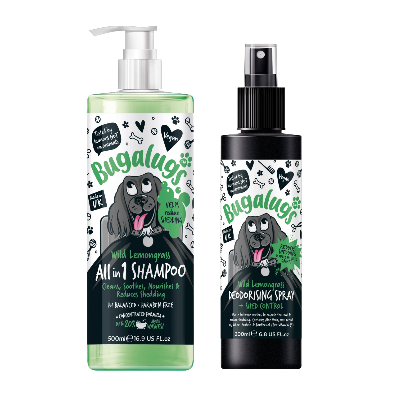 bugalugs-wild-lemongrass-shed-control-hundepflege-bundle-shampoo-deo-spray image 1