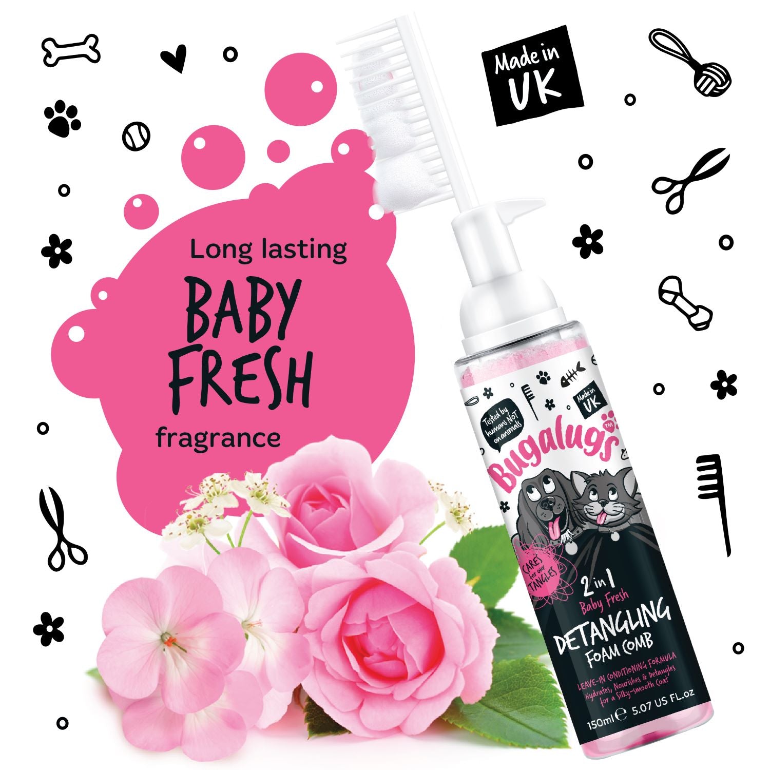 bugalugs-baby-fresh-2-in-1-entwirrungs-pflegeschaumkamm-f-r-hunde-katzen image 2
