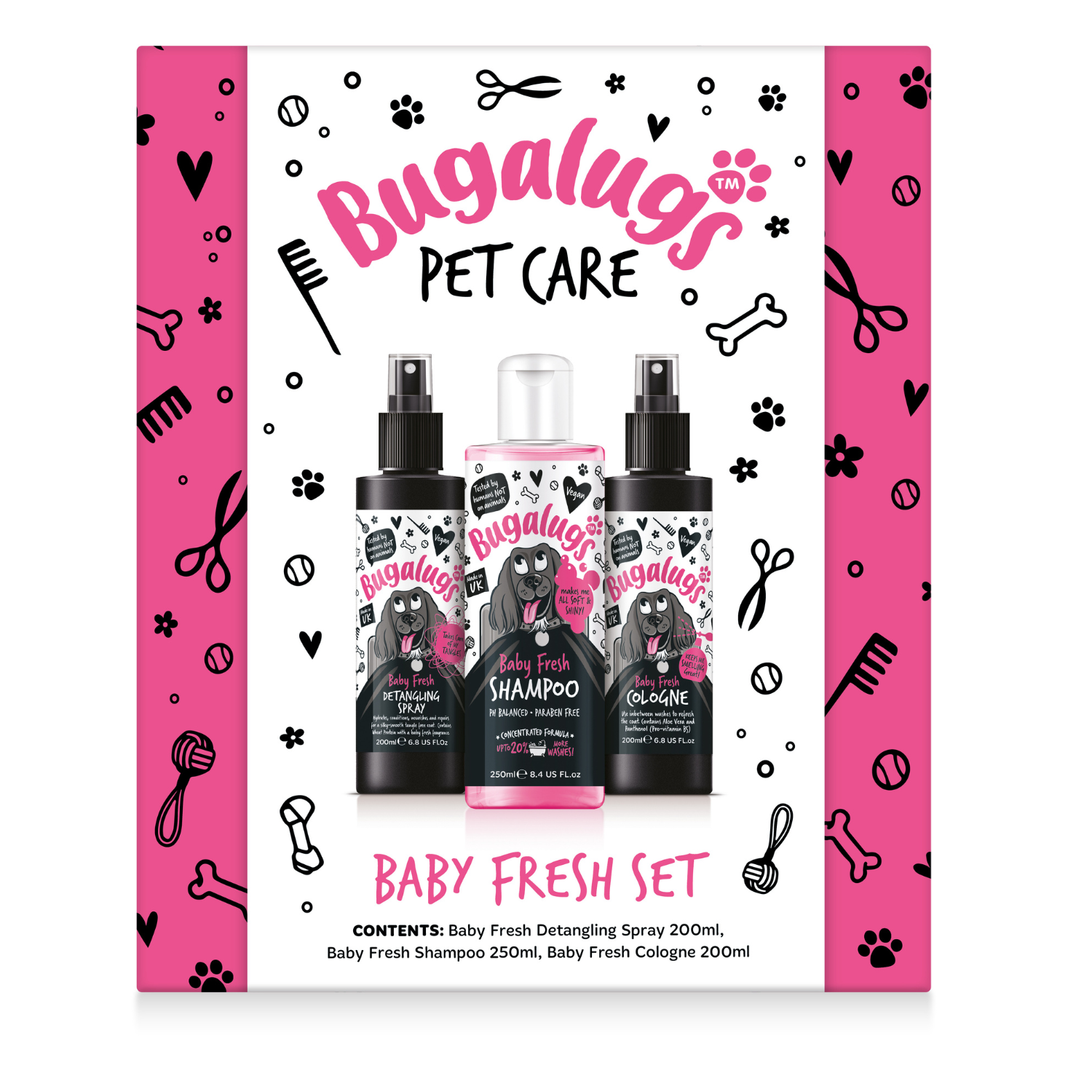 bugalugs-baby-fresh-gift-set-3-teiliges-hundepflege-set-mit-entzerrer-shampoo-du image 1