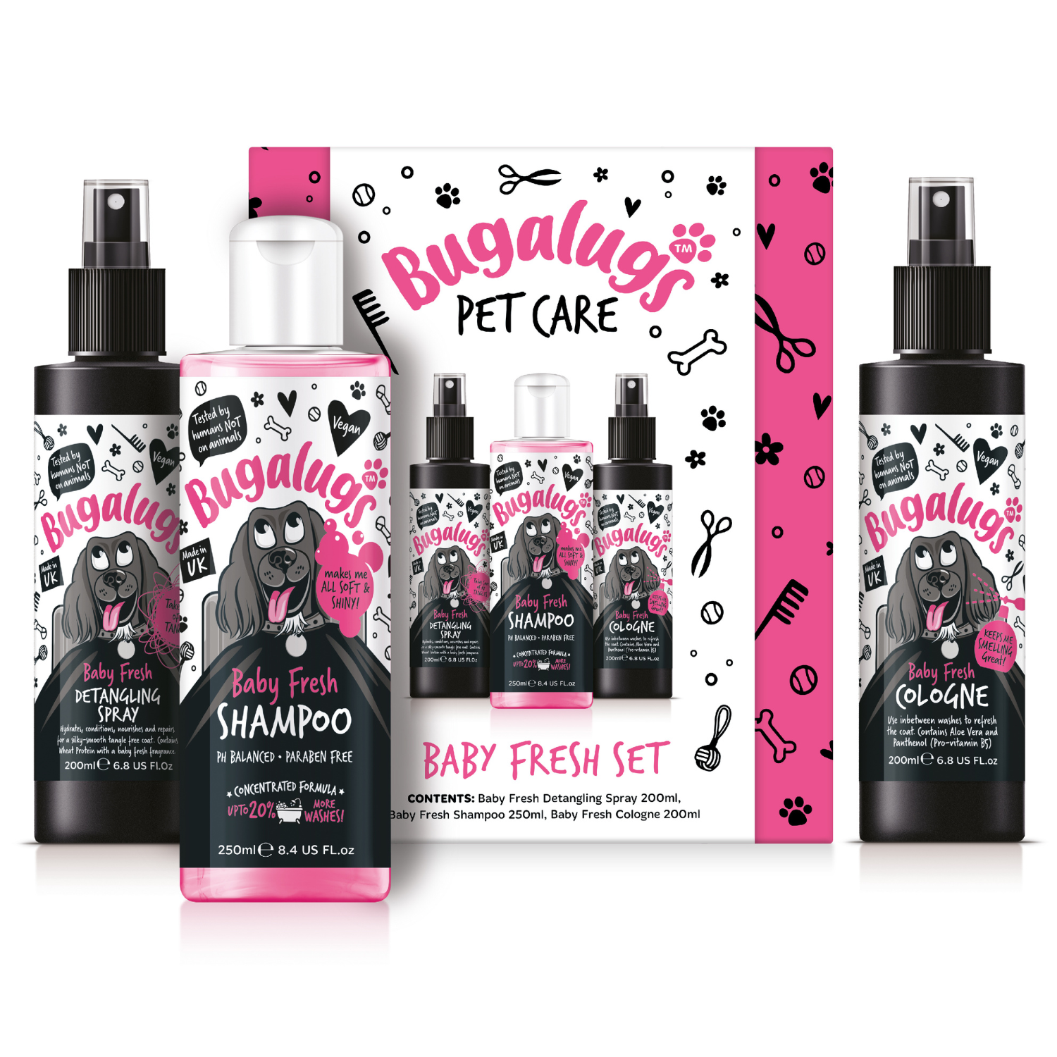 bugalugs-baby-fresh-gift-set-3-teiliges-hundepflege-set-mit-entzerrer-shampoo-du image 2