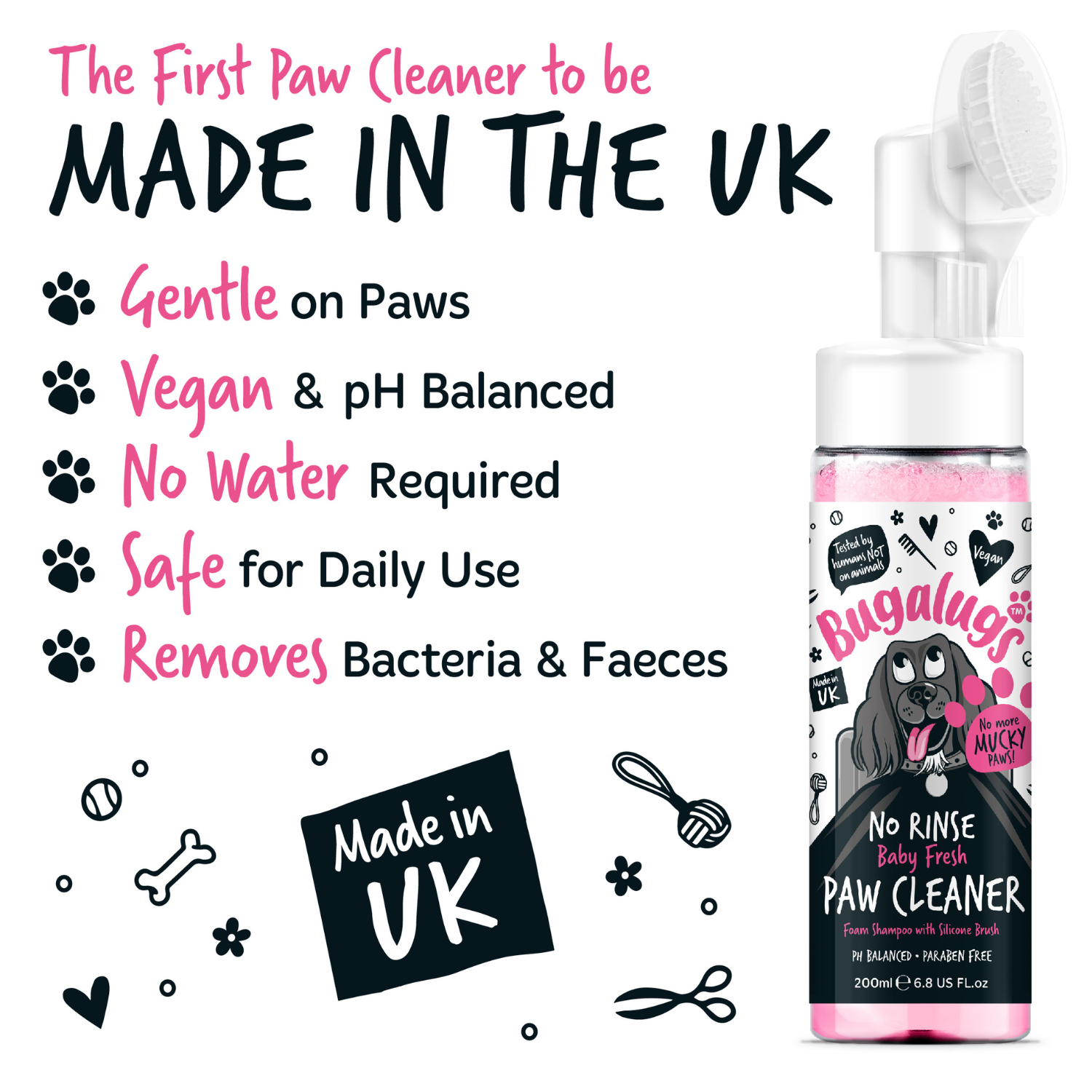 bugalugs-baby-fresh-no-rinse-pfotenreiniger-f-r-hunde-katzen-schaumreiniger-mit- image 3