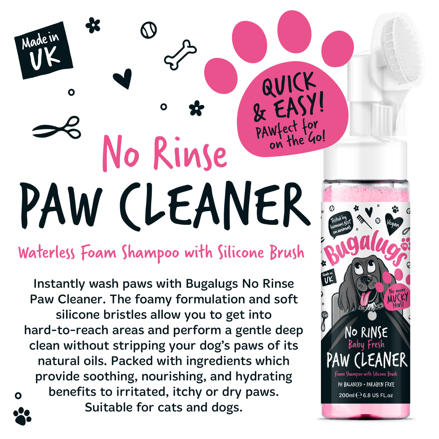 bugalugs-baby-fresh-no-rinse-pfotenreiniger-f-r-hunde-katzen-schaumreiniger-mit- image 8