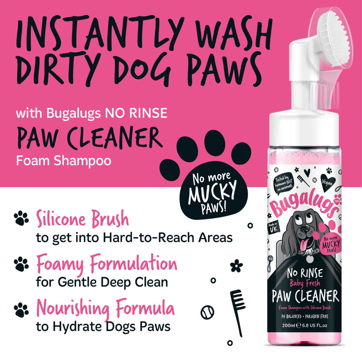bugalugs-baby-fresh-no-rinse-pfotenreiniger-f-r-hunde-katzen-schaumreiniger-mit- image 7