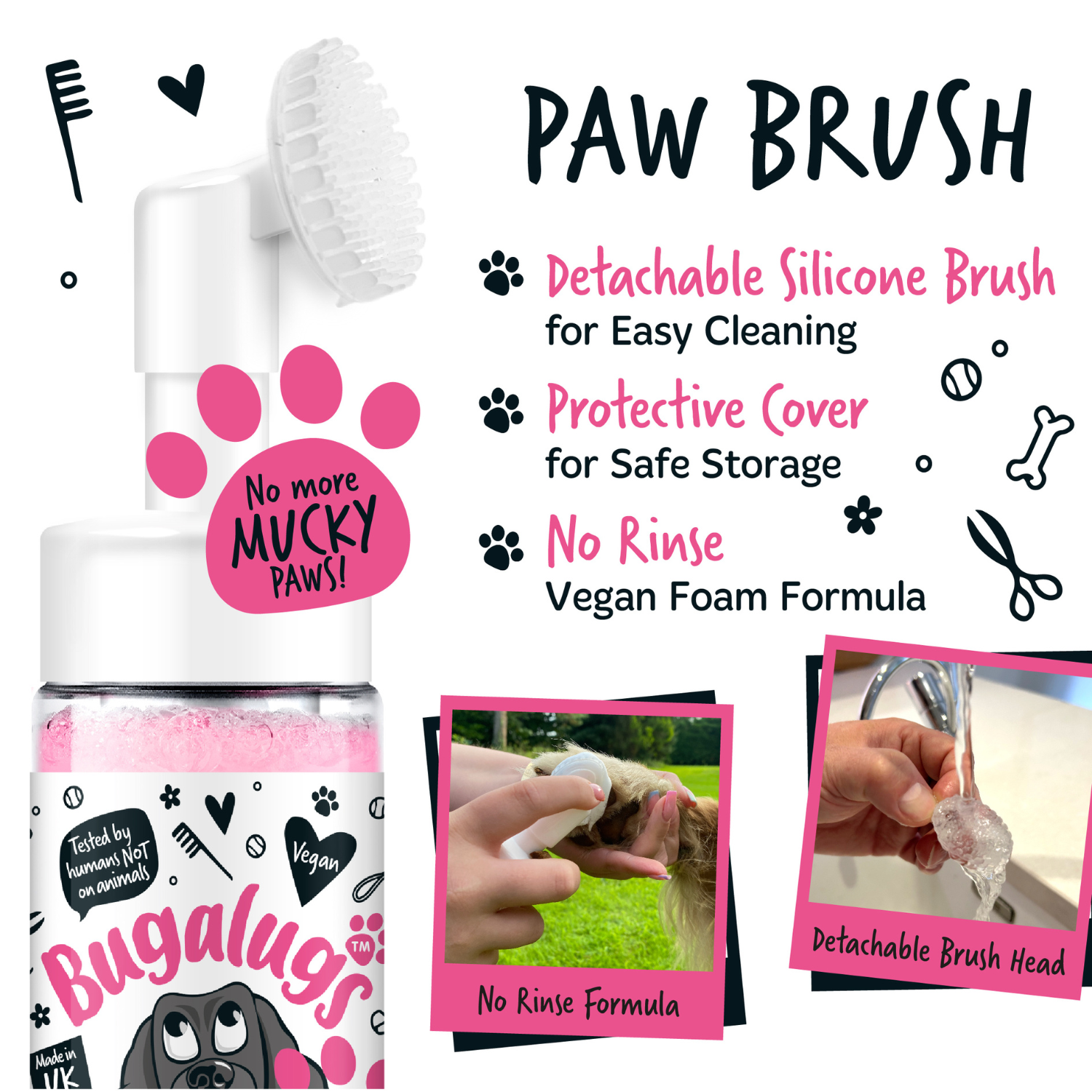 bugalugs-baby-fresh-no-rinse-pfotenreiniger-f-r-hunde-katzen-schaumreiniger-mit- image 2