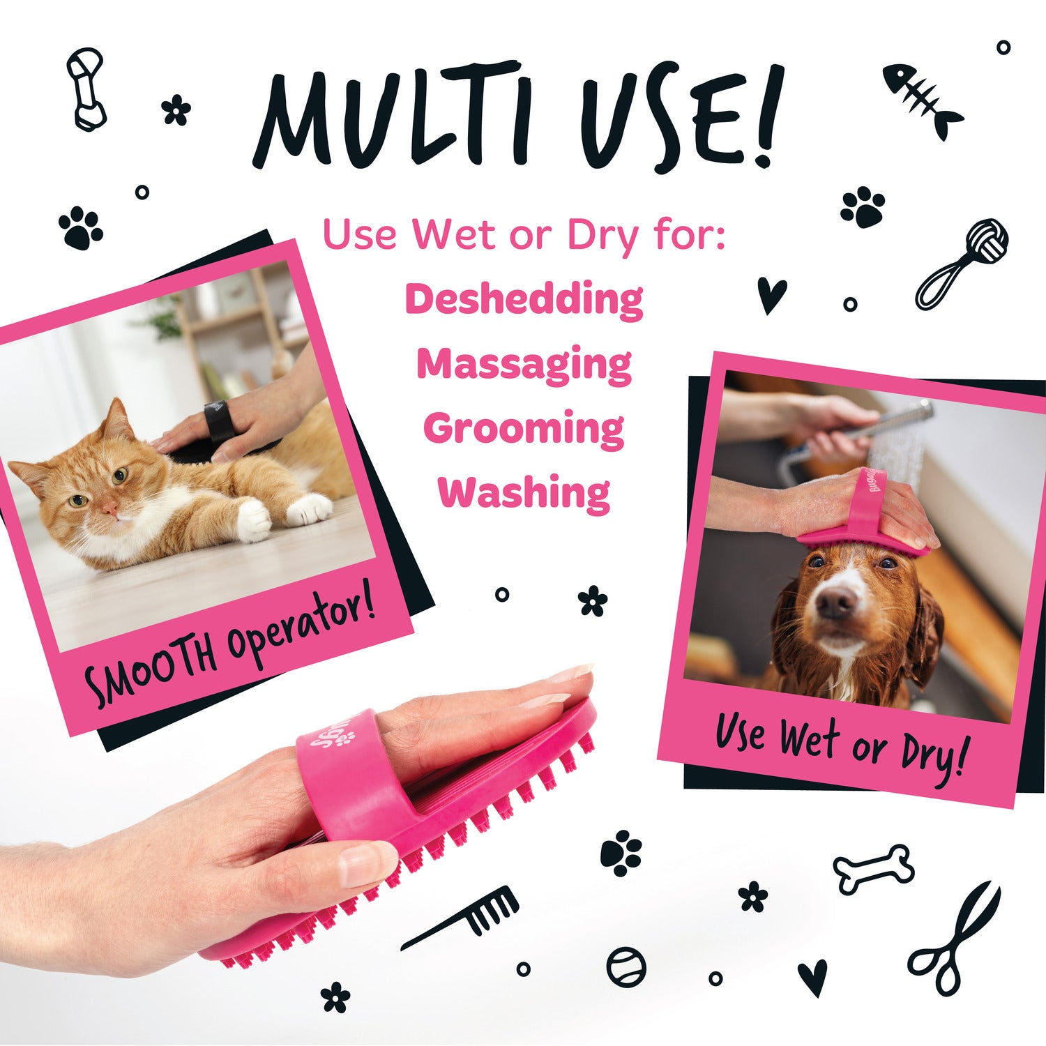 bugalugs-wet-dry-bath-brush-2er-set-badeb-rste-f-r-hunde-katzen-latexfrei image 8