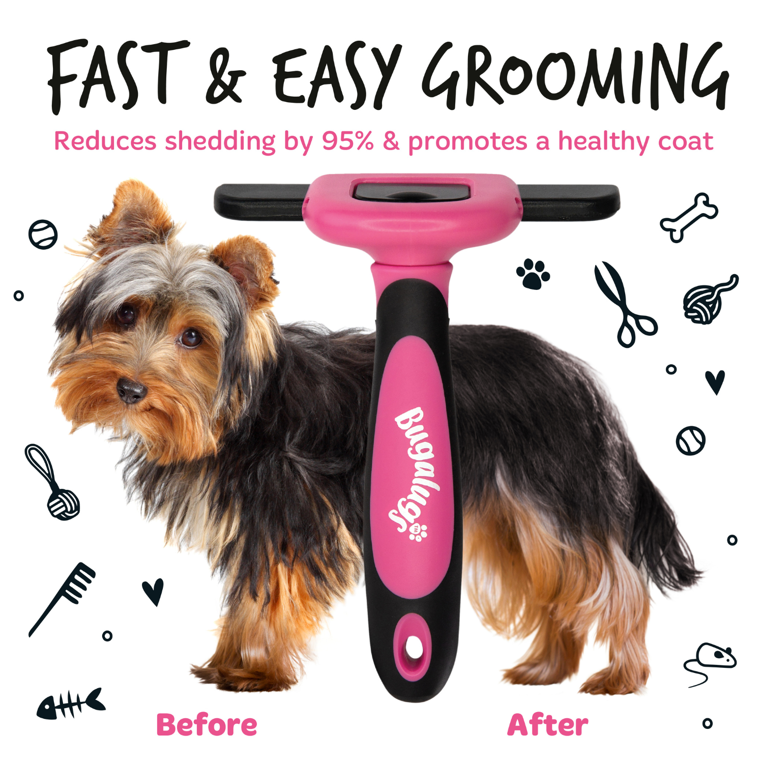 bugalugs-deshedding-comb-enthaarungskamm-gegen-unterwolle-f-r-hunde-katzen-pferd image 3