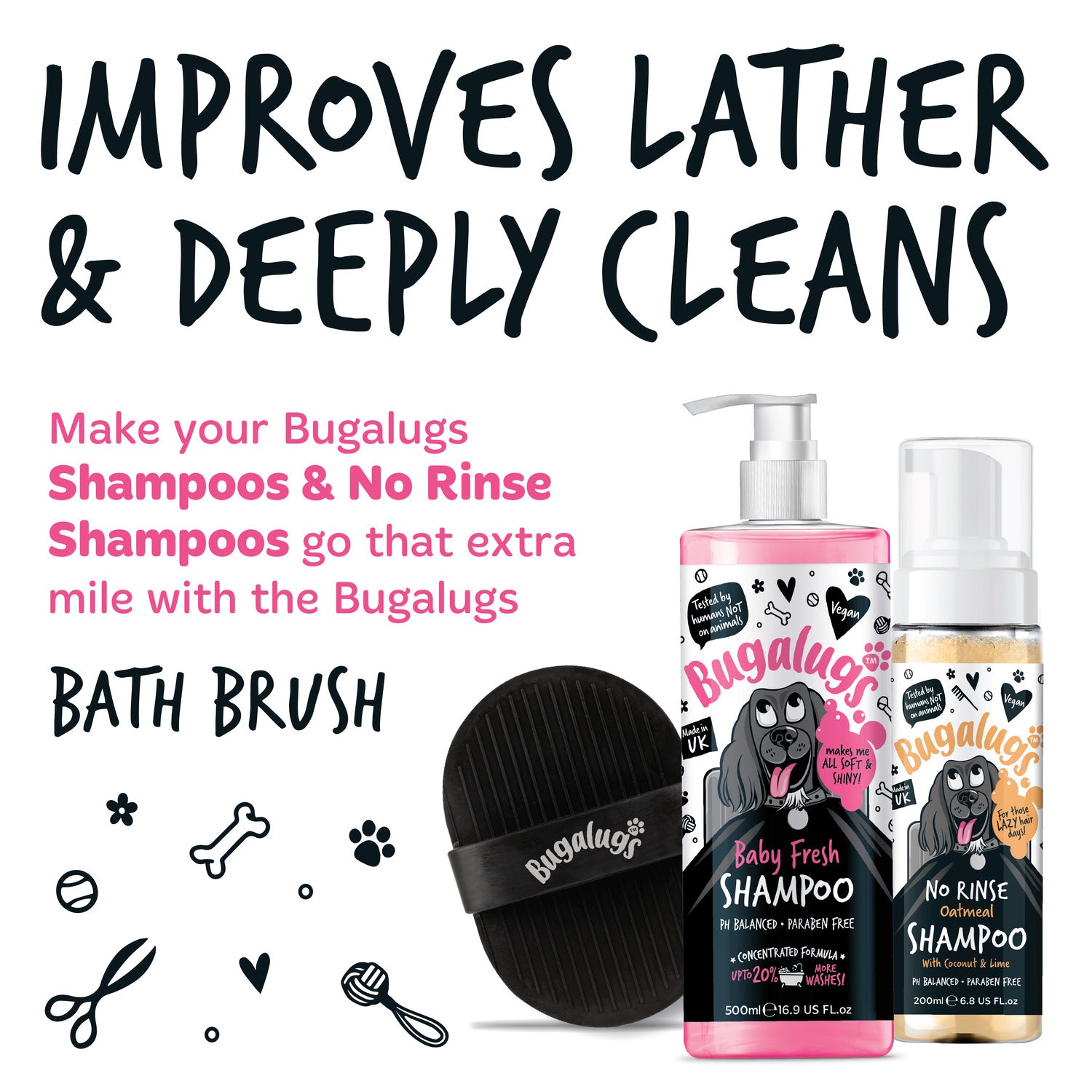 bugalugs-wet-dry-bath-brush-2er-set-badeb-rste-f-r-hunde-katzen-latexfrei image 5