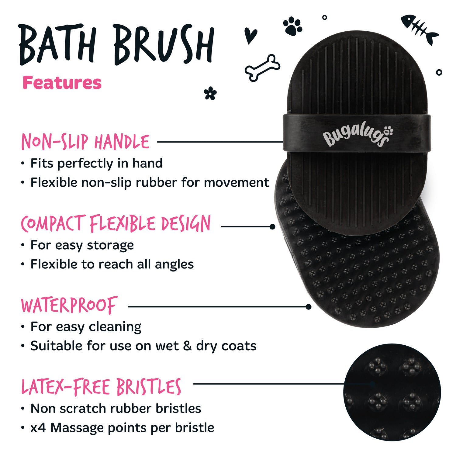 bugalugs-wet-dry-bath-brush-2er-set-badeb-rste-f-r-hunde-katzen-latexfrei image 3