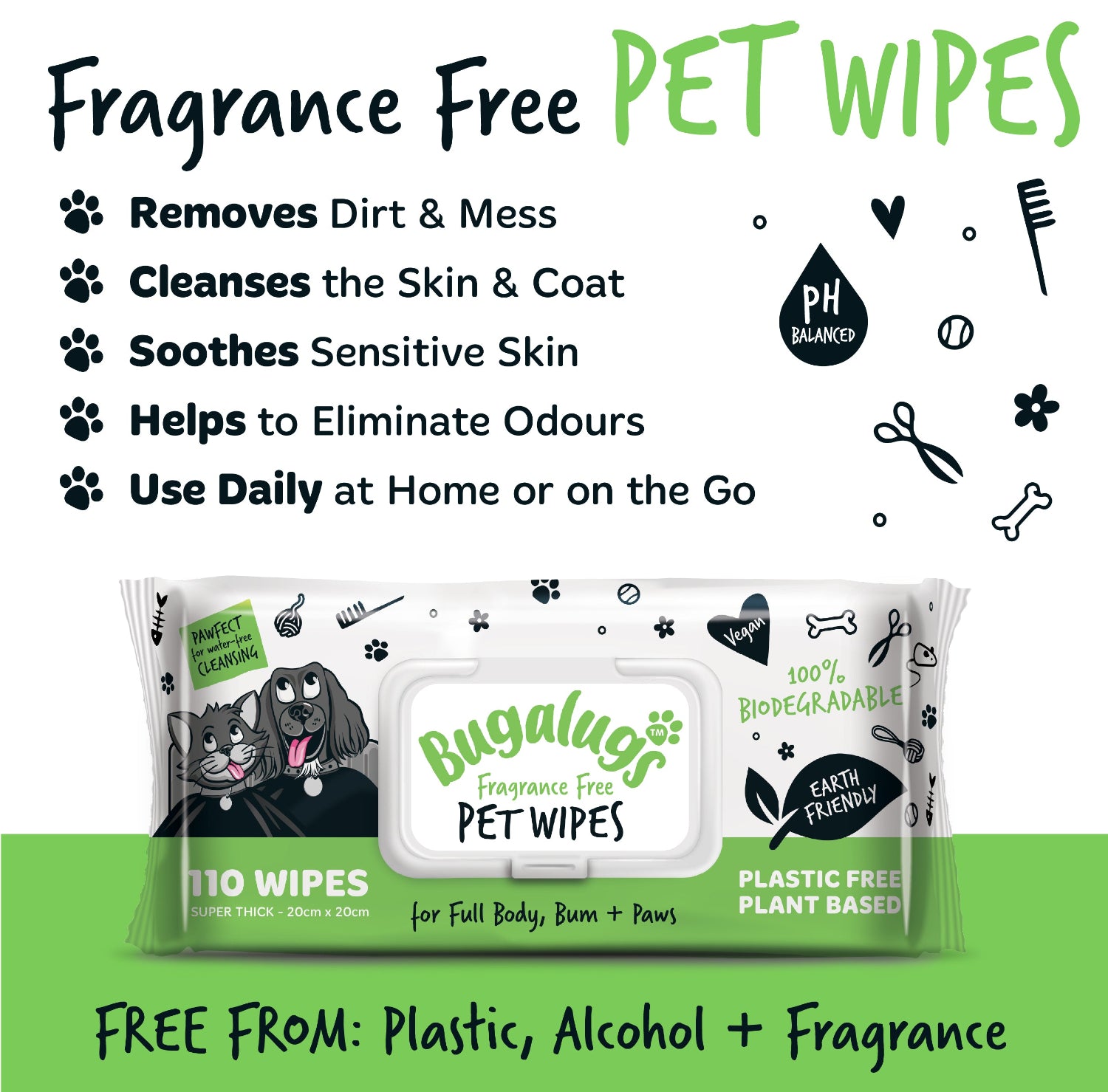 bugalugs-110-geruchsfreie-biologisch-abbaubare-pet-wipes-plastikfreie-feuchtt-ch image 4