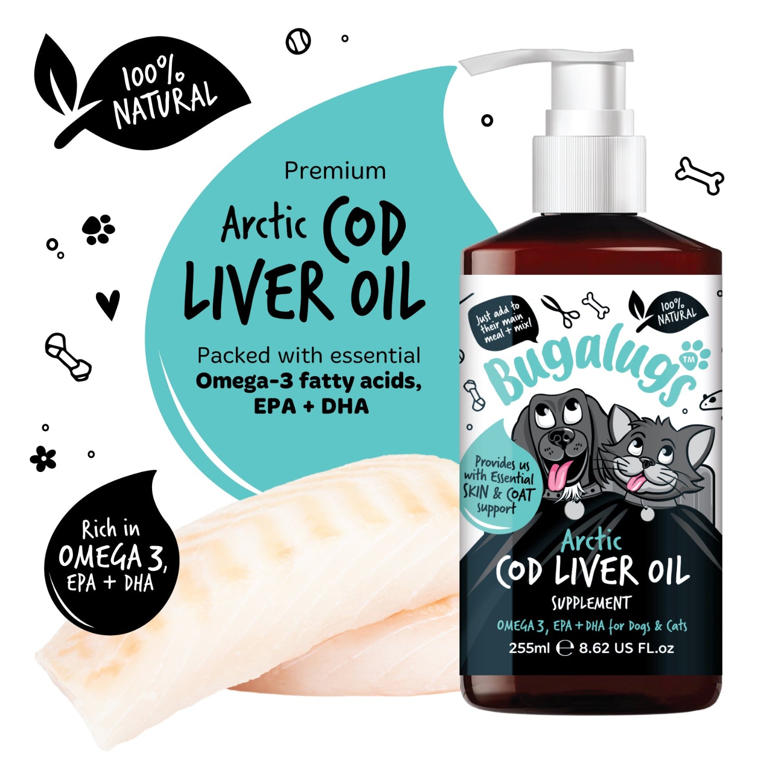 bugalugs-arctic-cod-liver-oil-erg-nzungsfuttermittel-f-r-hunde-katzen image 2