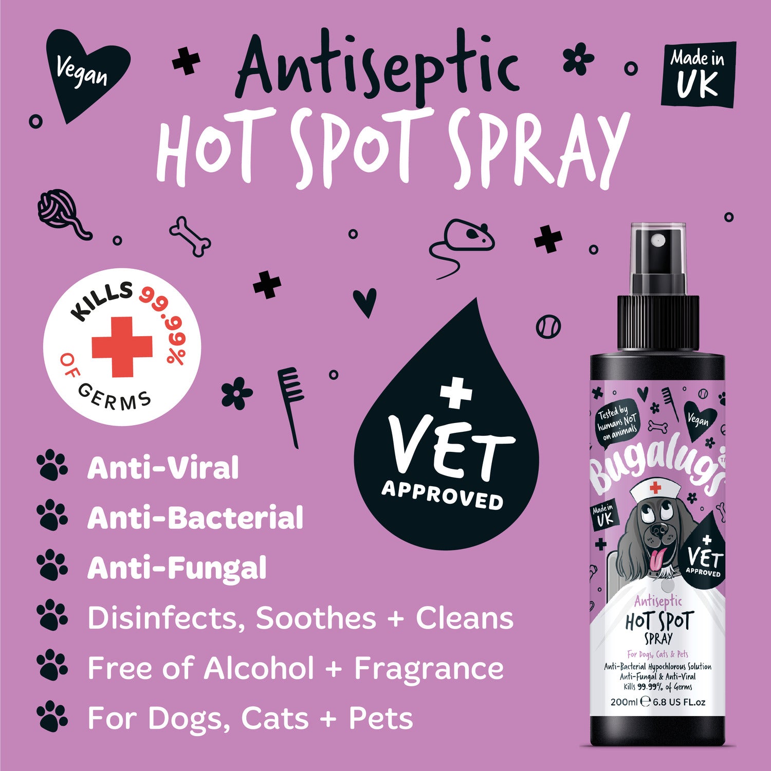 bugalugs-antiseptic-hot-spot-spray-antiseptisches-wund-pflegespray-f-r-hunde-kat image 5