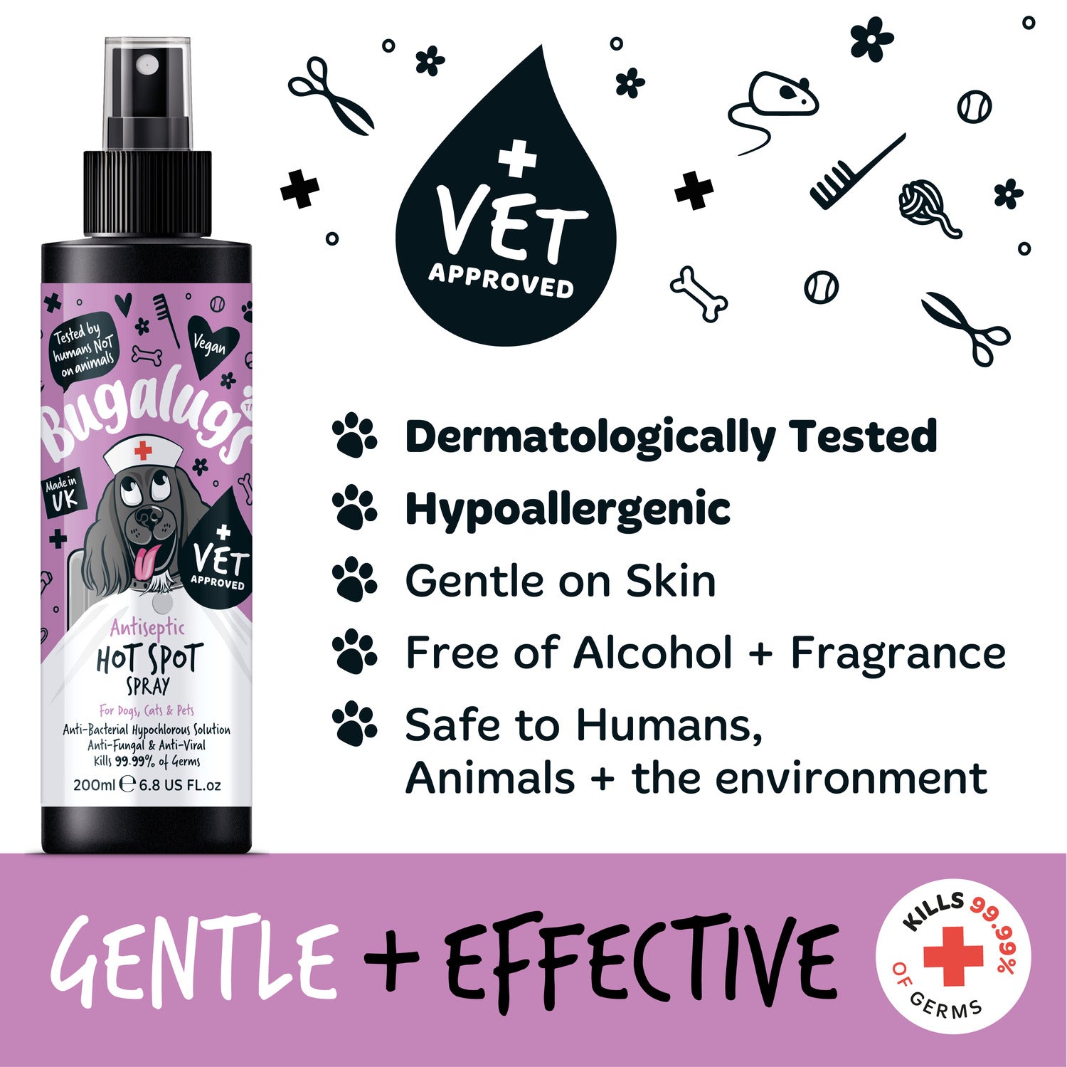 bugalugs-antiseptic-hot-spot-spray-antiseptisches-wund-pflegespray-f-r-hunde-kat image 2
