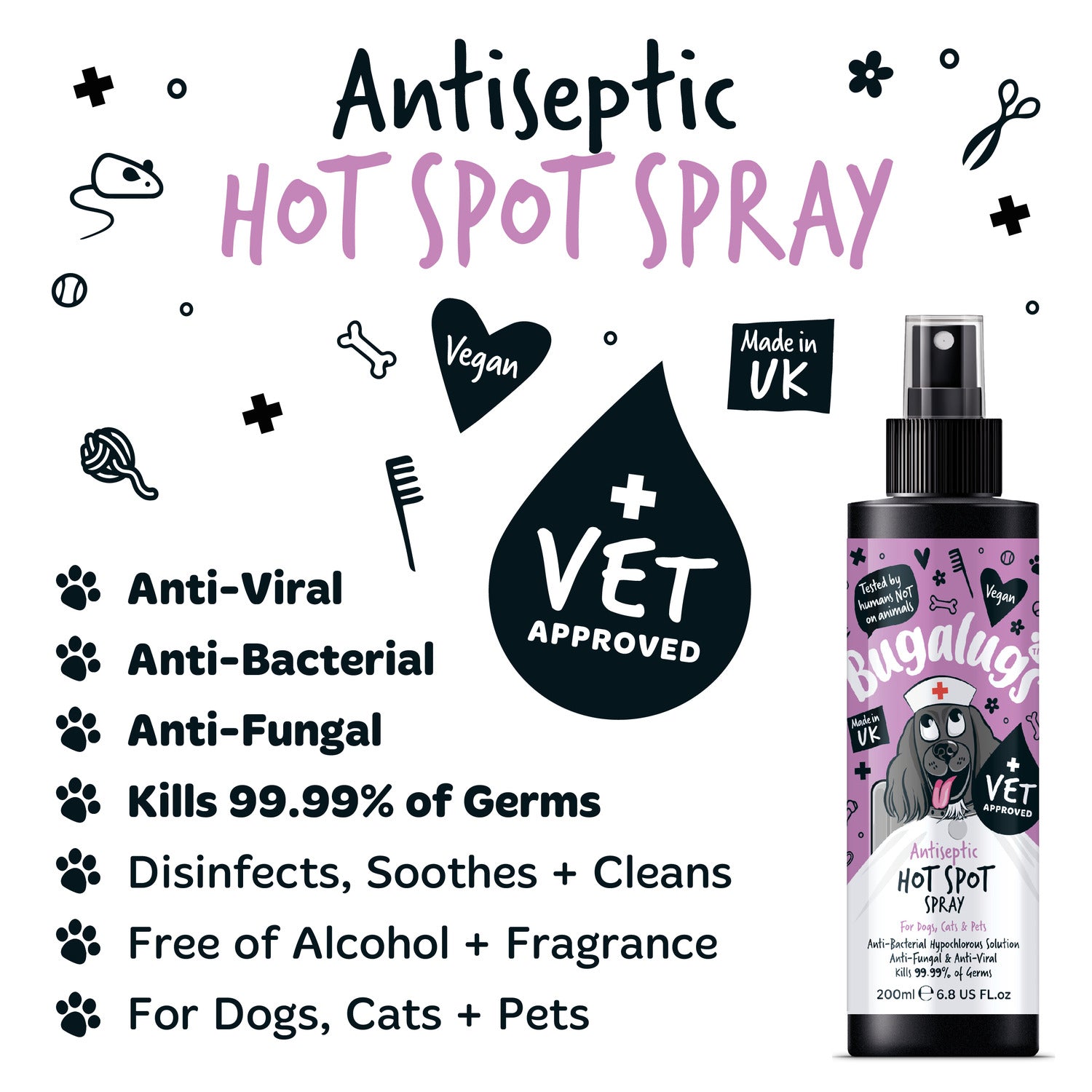bugalugs-antiseptic-hot-spot-spray-antiseptisches-wund-pflegespray-f-r-hunde-kat image 4