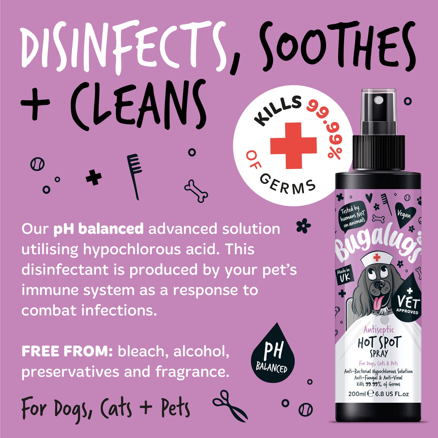 bugalugs-antiseptic-hot-spot-spray-antiseptisches-wund-pflegespray-f-r-hunde-kat image 3