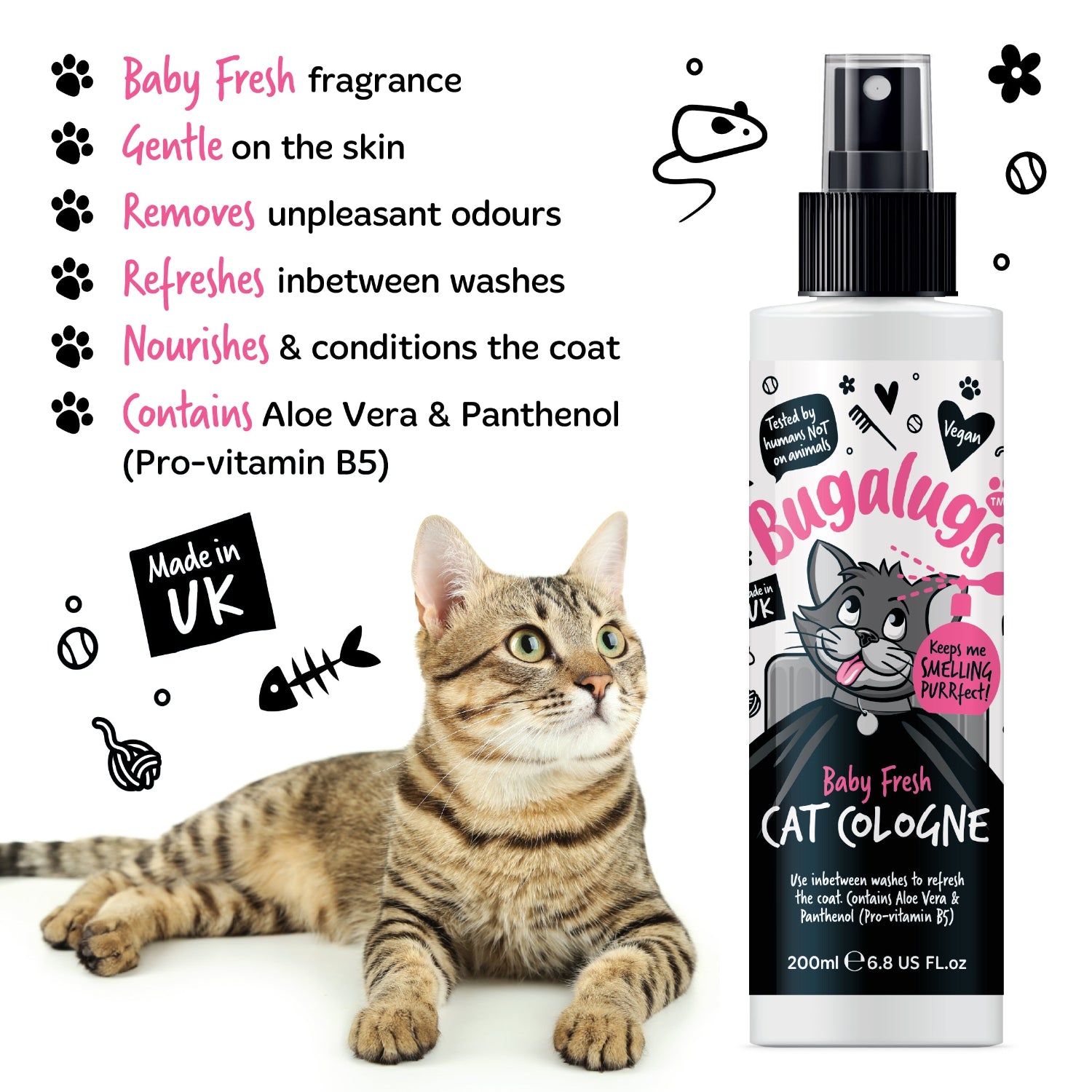 bugalugs-baby-fresh-cat-cologne-katzenparf-m-spray-mit-babypuder-duft-aloe-vera- image 2