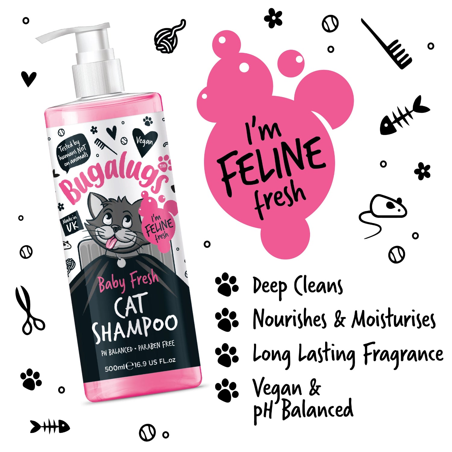 bugalugs-baby-fresh-katzenshampoo-sanfte-reinigung-mit-babypuder-duft-konzentrie image 2