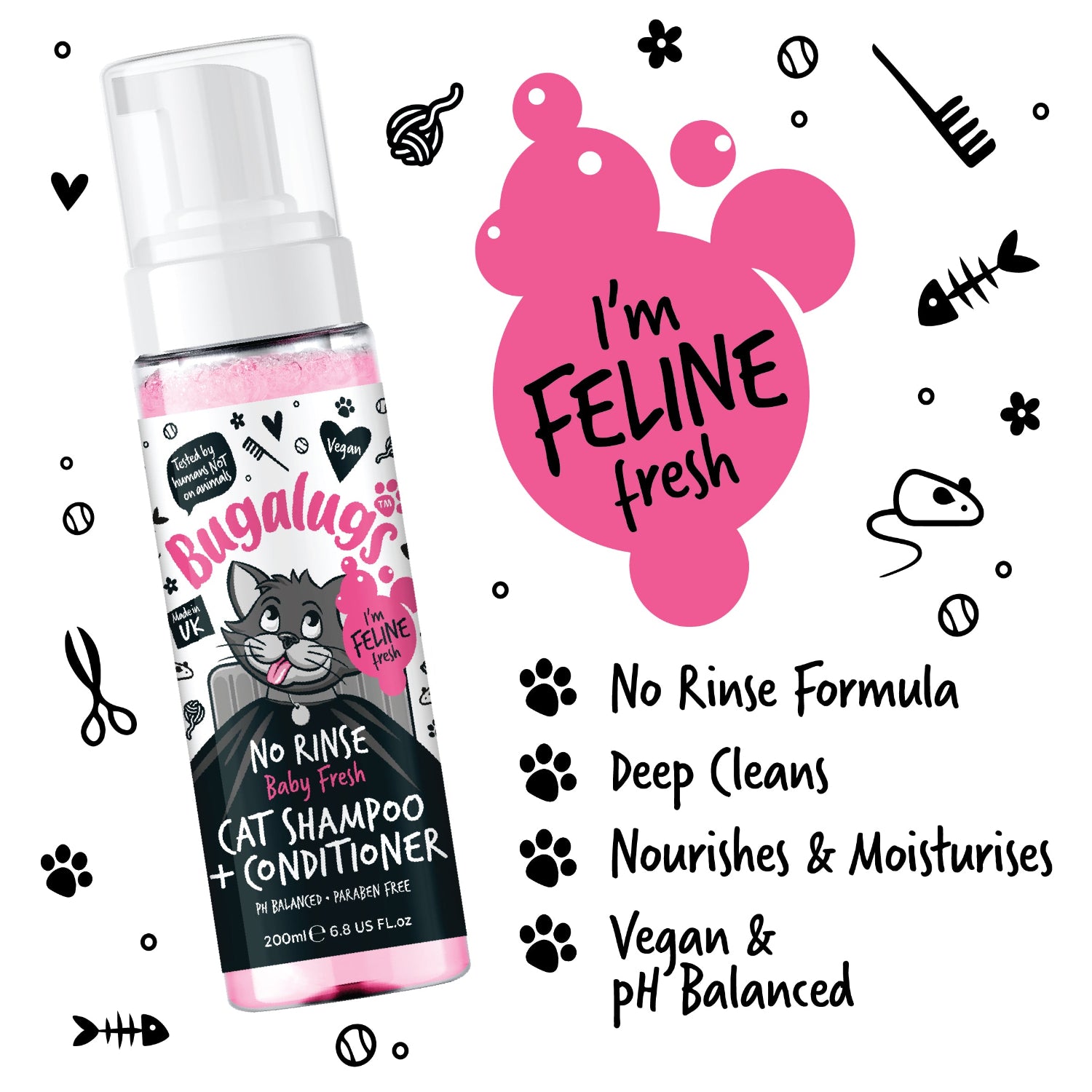 bugalugs-no-rinse-baby-fresh-katzenshampoo-conditioner-waschfreie-trockenreinigu image 3