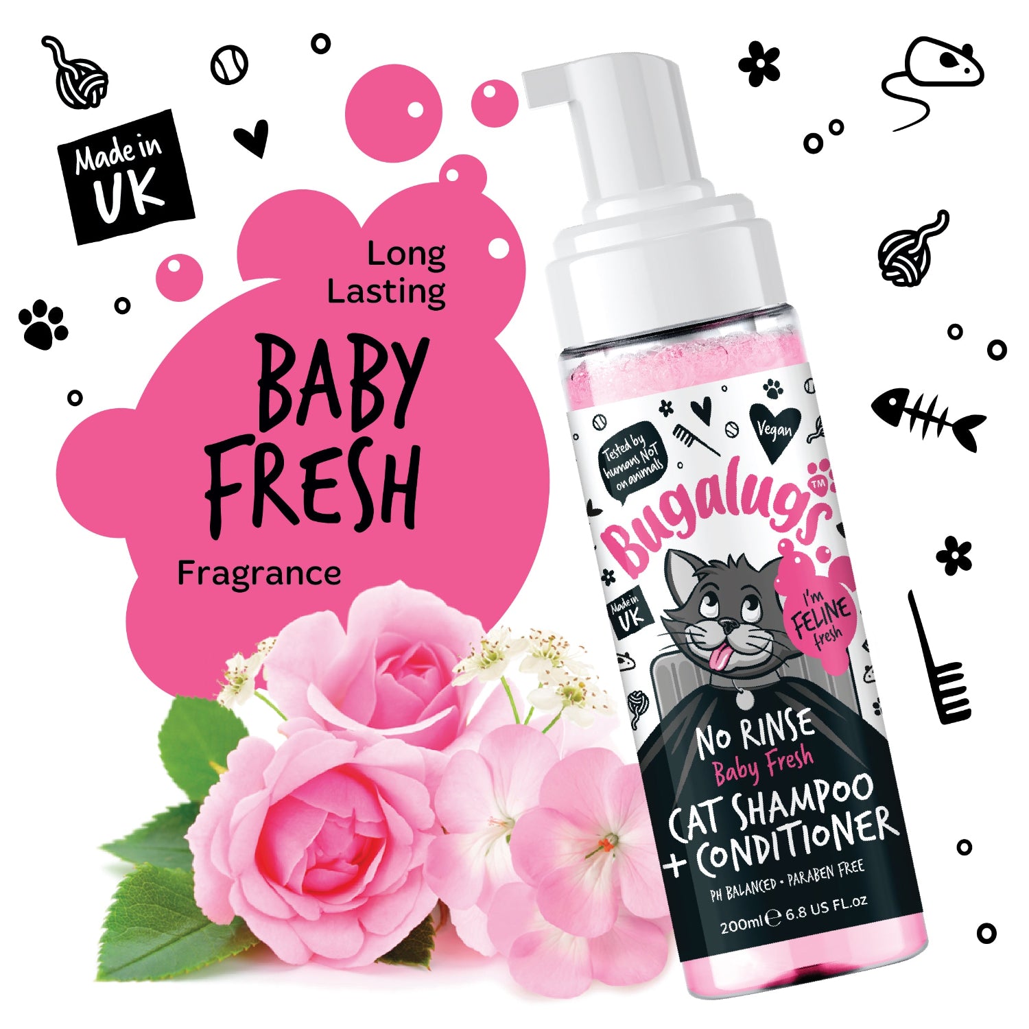 bugalugs-no-rinse-baby-fresh-katzenshampoo-conditioner-waschfreie-trockenreinigu image 4