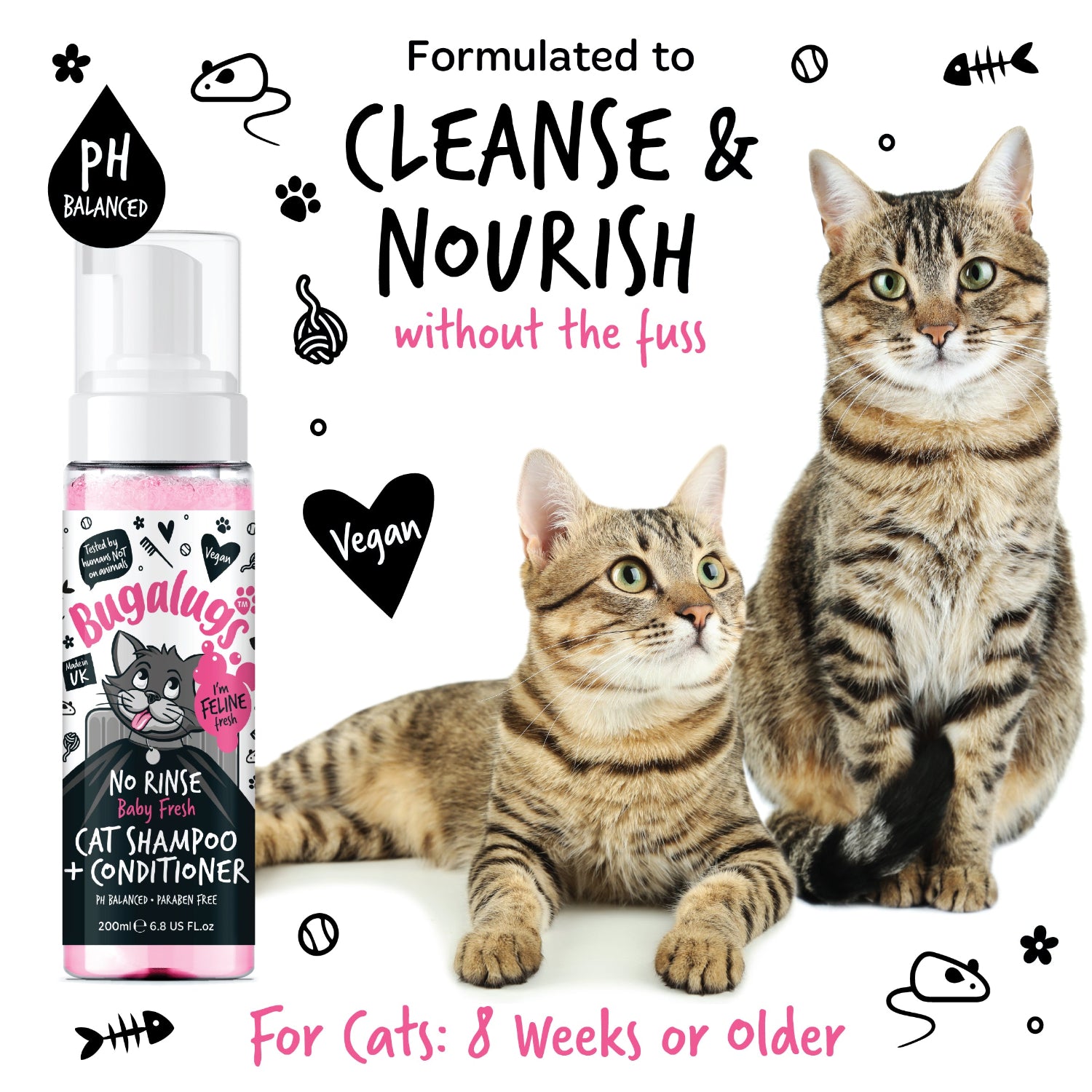 bugalugs-no-rinse-baby-fresh-katzenshampoo-conditioner-waschfreie-trockenreinigu image 5