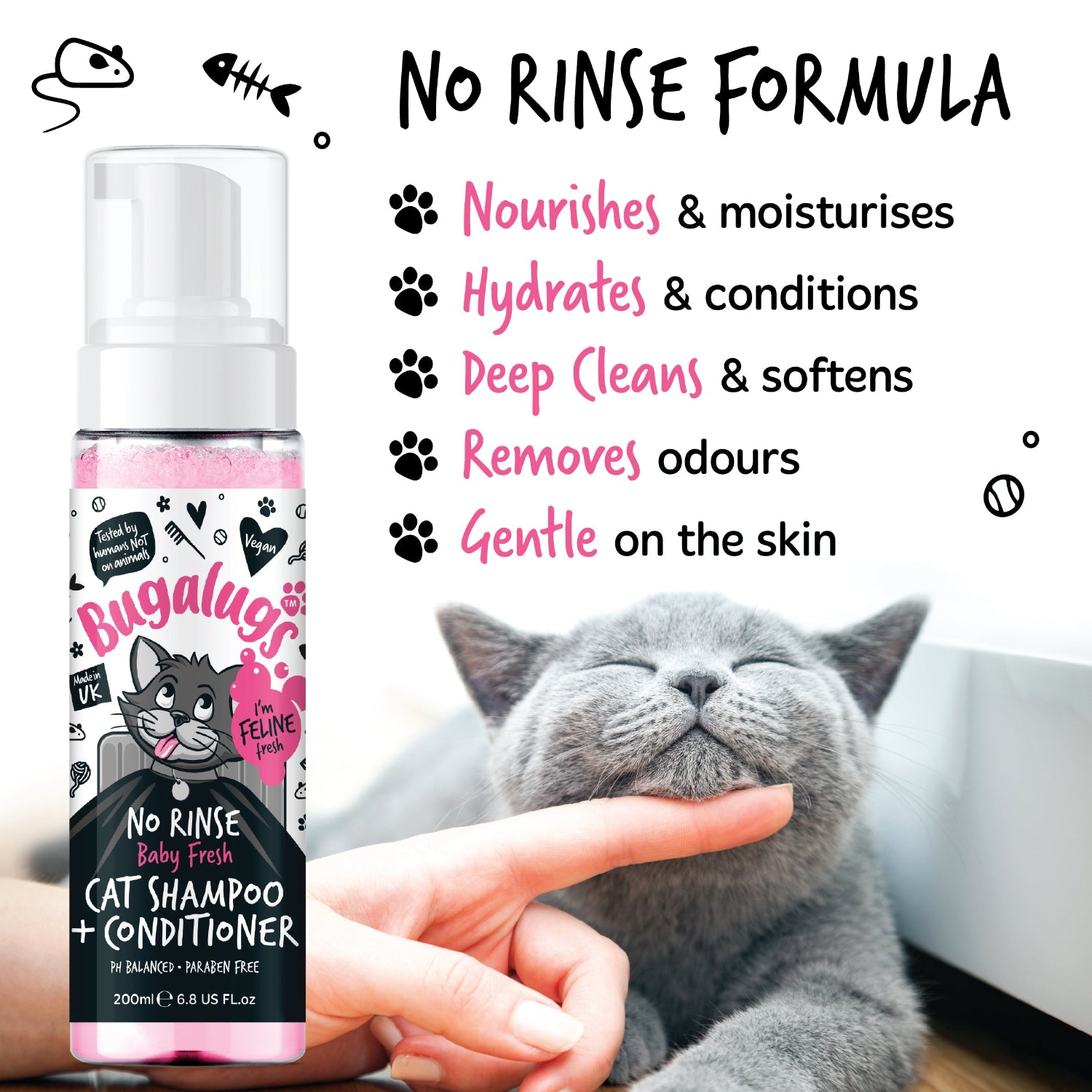 bugalugs-no-rinse-baby-fresh-katzenshampoo-conditioner-waschfreie-trockenreinigu image 2