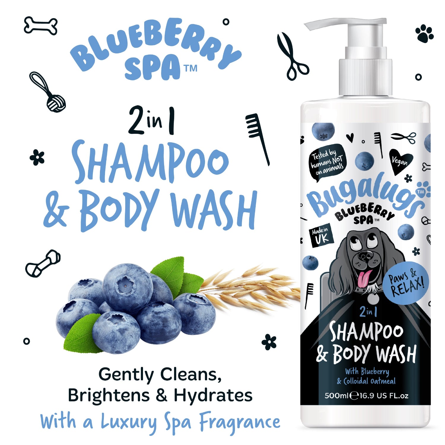bugalugs-blueberry-spa-2-in-1-hundeshampoo-body-wash-heidelbeer-extrakt-haferflo image 2
