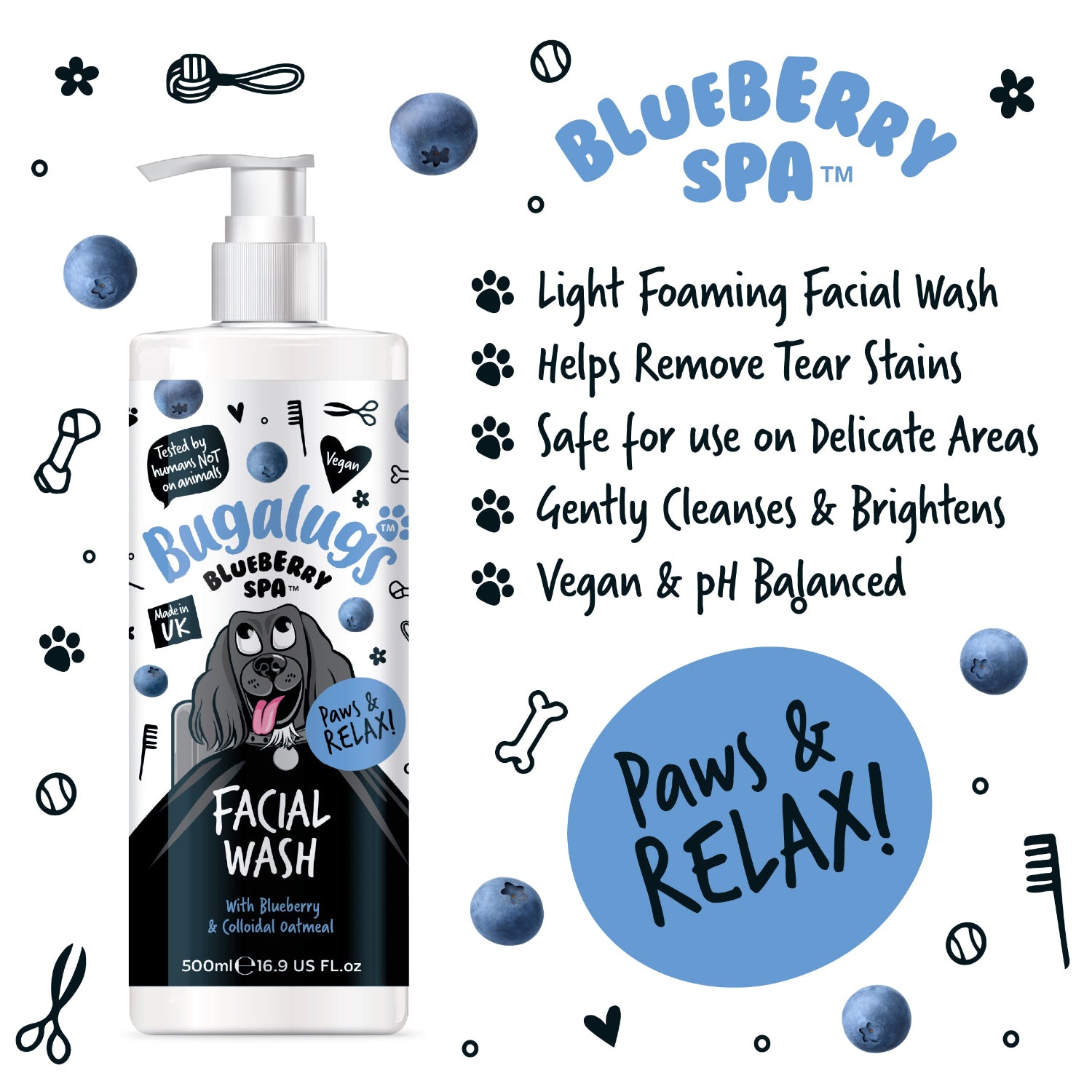 bugalugs-blueberry-spa-facial-wash-f-r-hunde-ph-neutrales-gesichtsschaum-shampoo image 2