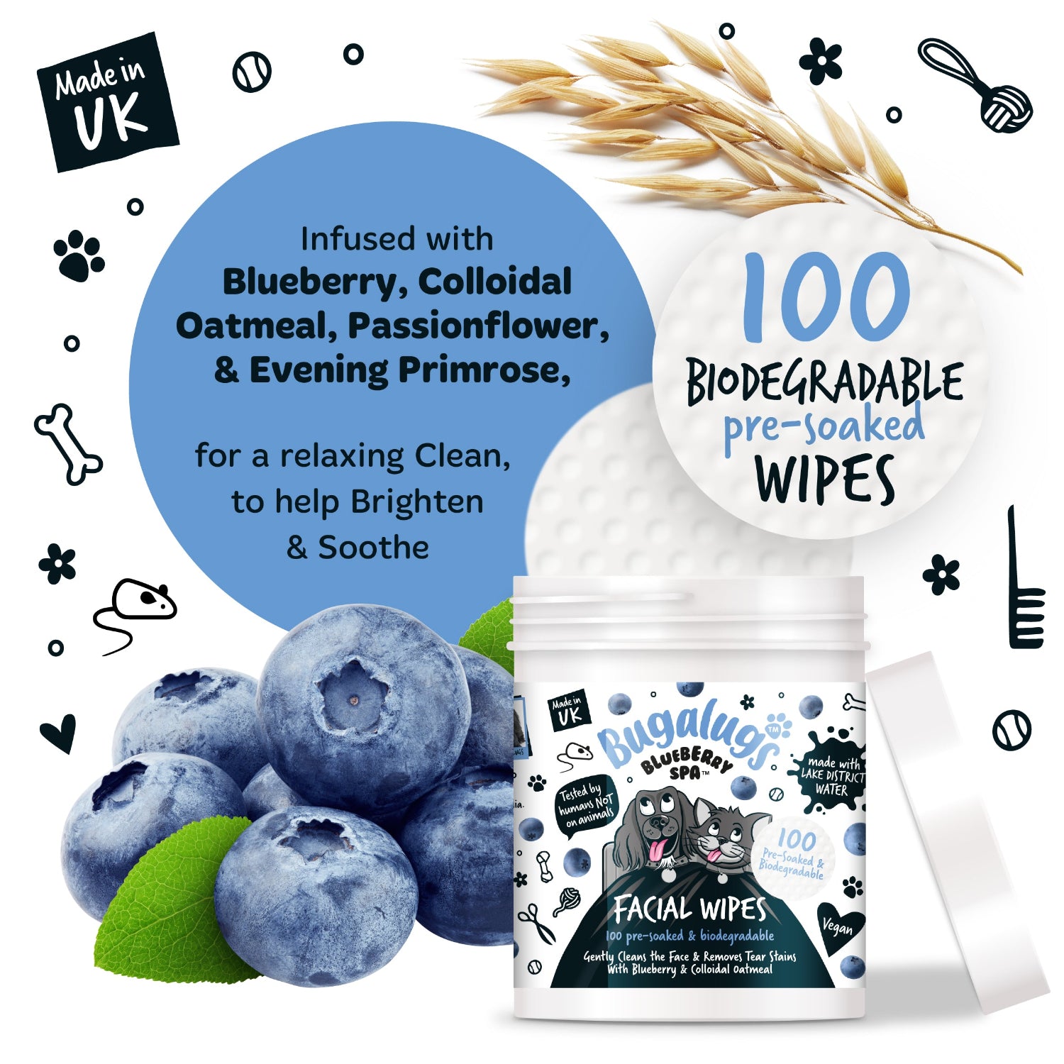 bugalugs-blueberry-spa-facial-wipes-ph-neutrale-gesichtst-cher-f-r-hunde-katzen image 3